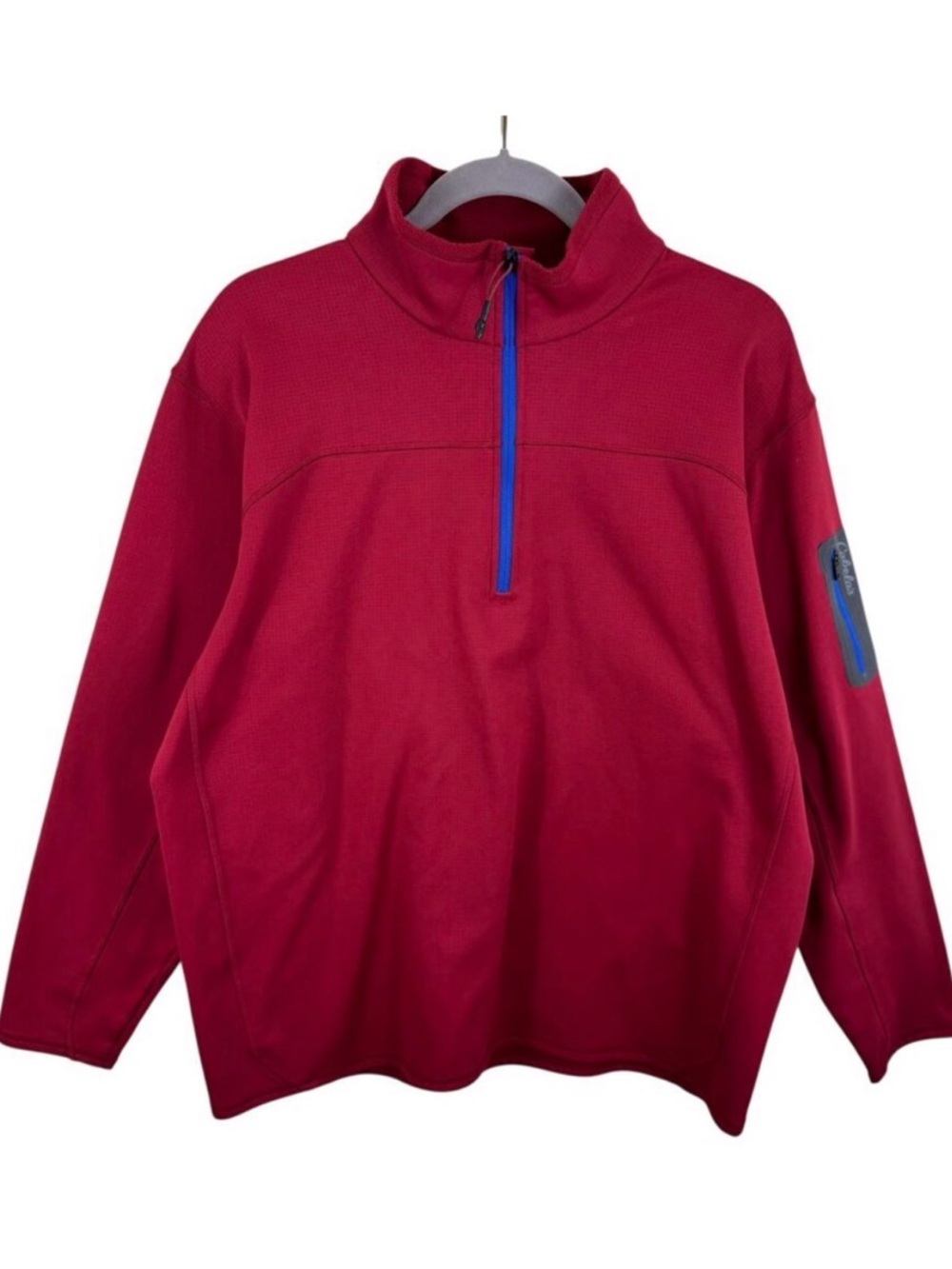 Cabela's Red 1/4 Zip Mock Neck Fleece Pullover Outdoors Hiking Men's Size Large